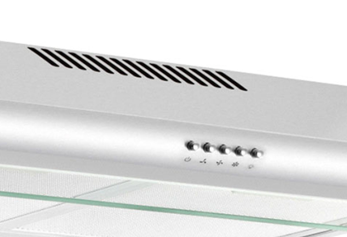 Στην εικόνα απεικονίζεται ο πίνακας ελέγχου του απορροφητήρα μαζί με το Inox φινίρισμα της Morris